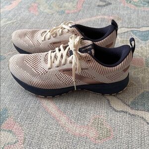 Brooks Revel Navy, White, and Pink Tennis Shoes